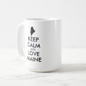 Benutzerdefinierbare CALM- und LIEBE-MAINE (BEHALT Kaffeetasse (Vorderseite Links)