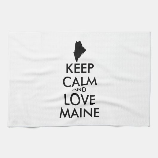 Benutzerdefinierbare CALM- und LIEBE-MAINE (BEHALT Küchentuch (Horizontal)