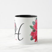 Benutzerdefinierbare Heldenname rote Blume trendy  Tasse (Zentrum)