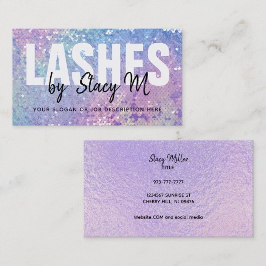 Benutzerdefinierbare Holographic Lashes Business C Visitenkarte (Vorne/Hinten)