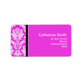 Benutzerdefinierbare Hot-Pink-Damaskus-Adressmarke Adressaufkleber (Vorne)