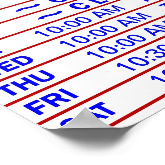 Benutzerdefinierbare Ladenzeiten Unterschreiben Si Poster (Ecke)