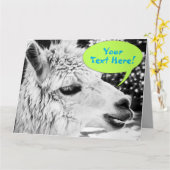 Benutzerdefinierbare Lama Speech Bubble Greeting C Karte (Gelbe Blume)