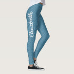 Benutzerdefinierbare Namenstext-Vorlage fördert mo Leggings<br><div class="desc">Individuelle Name Text Template Image Logo Womens Personalisiert Moderne elegante Typografie Script Blue Leggings.</div>