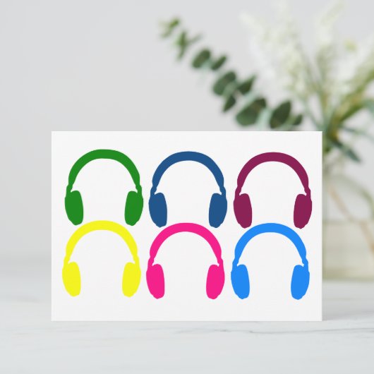 Benutzerdefinierbare Neon Rainbow-Kopfhörer Dankeskarte (Stehend Vorderseite)