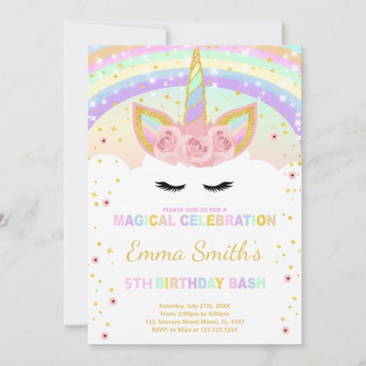 Benutzerdefinierbare Rainbow Unicorn Postkarten (Vorderseite)