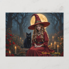 Benutzerdefinierbare Red Hexe- und Familienkarte Postkarte