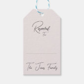 Benutzerdefinierbare reservierte Sitzmarken Geschenkanhänger (Vorderseite)