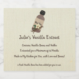 Benutzerdefinierbare Vanilla Extract Maker-Labels Schaumweinetikett