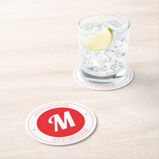 Benutzerdefinierbare Vorlage für Monogramm und Run Runder Pappuntersetzer (Vor Ort)