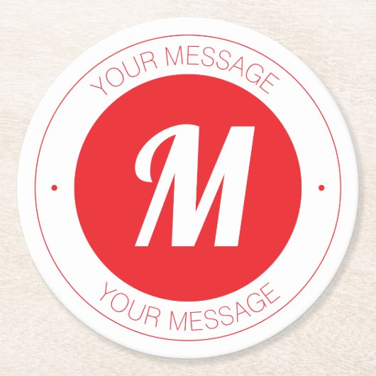 Benutzerdefinierbare Vorlage für Monogramm und Run Runder Pappuntersetzer (Vorderseite)