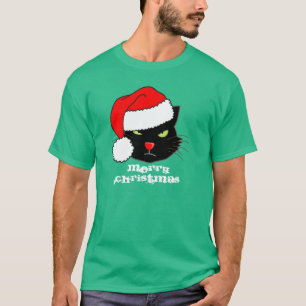 Benutzerdefinierbare Weihnachtsmannmütze Cat T-Shirt