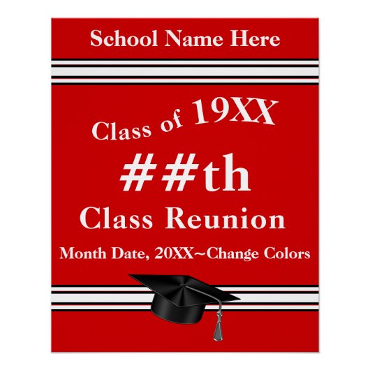 Benutzerdefinierbare Wiedersehen-Poster in Rot und Poster (Vorderseite)