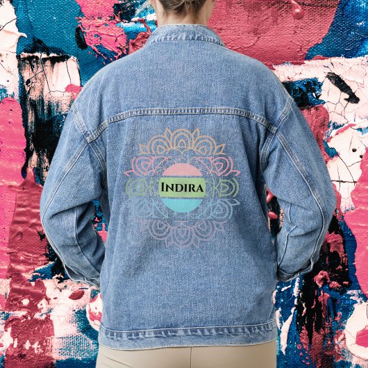 Benutzerdefinierbarer Text mit farbigem Chakra-Hin Jeansjacke