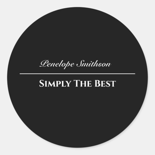 Benutzerdefinierbarer Text und Farben in Schwarz u Runder Aufkleber (Vorderseite)