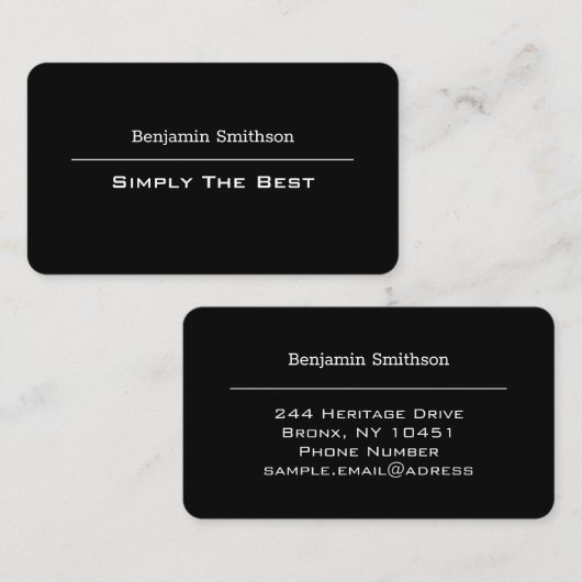 Benutzerdefinierbarer Text und Farben in Schwarz u Visitenkarte (Vorne/Hinten)