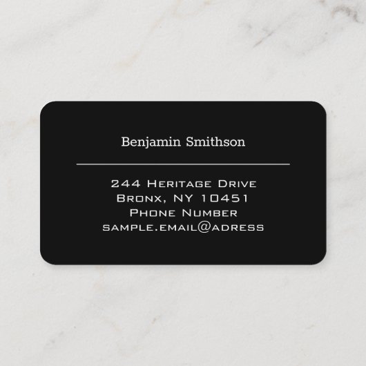 Benutzerdefinierbarer Text und Farben in Schwarz u Visitenkarte (Rückseite)