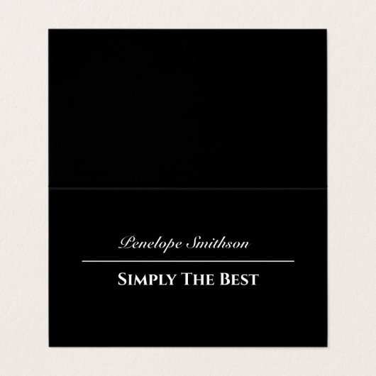 Benutzerdefinierbarer Text und Farben in Schwarz u Visitenkarten (Außenseite Aufgefaltet)