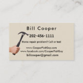 Benutzerdefinierbares Handyman-Zuhause-Reparaturge Visitenkarte (Rückseite)