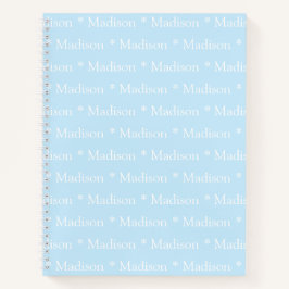 Benutzerdefinierbares Namensmuster hellblaues weiß Notizblock