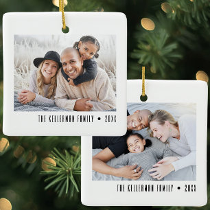 Benutzerdefiniert 2 Foto Zweiseitig Einfach Famili Keramikornament