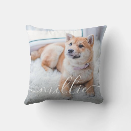 Benutzerdefiniert 2 Fotos und Name Text Script Typ Kissen (Rückseite)