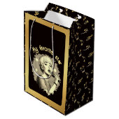 Benutzerdefiniert 2 Texte + Foto Girl Lieben k-Pop Mittlere Geschenktüte (Rückseite Schrägansicht)