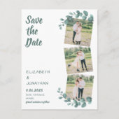 Benutzerdefiniert 3 Foto Eukalyptus Wedding Save t Postkarte (Vorderseite)
