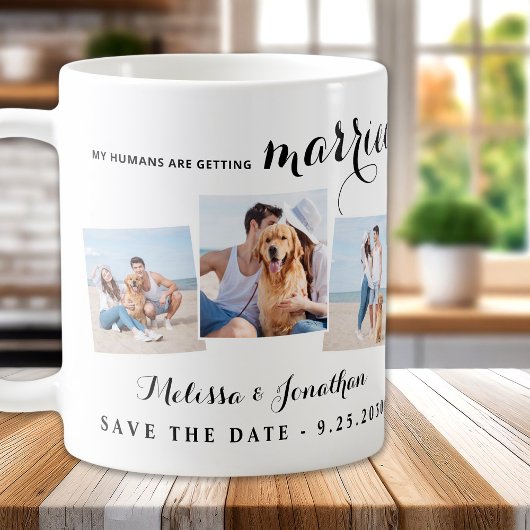 Benutzerdefiniert 3 Foto Hunde Hochzeit speichern Kaffeetasse