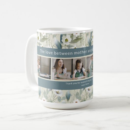 Benutzerdefiniert 4 Foto bearbeitbare Quote Mütter Kaffeetasse (Vorderseite Links)