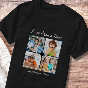 Benutzerdefiniert 4 Foto Familienname Liebt wächst T-Shirt