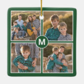Benutzerdefiniert 4 FotoCollage mit Monogramm auf  Keramikornament (Rückseite)