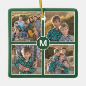 Benutzerdefiniert 4 FotoCollage mit Monogramm auf  Keramikornament (Vorderseite)