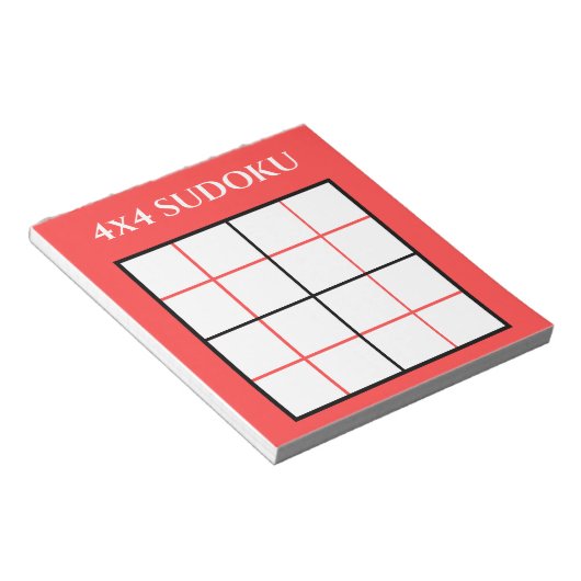 Benutzerdefiniert 4 x 4 Sudoku Template Red Notizblock (angewinkelt)