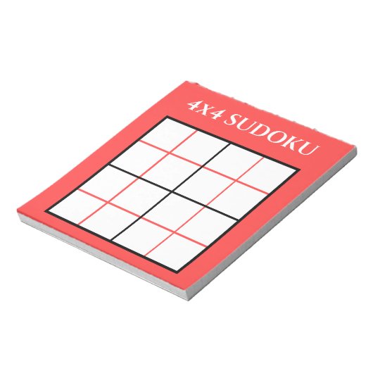 Benutzerdefiniert 4 x 4 Sudoku Template Red Notizblock (Rotiert)