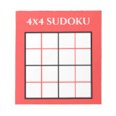 Benutzerdefiniert 4 x 4 Sudoku Template Red Notizblock (Vorderseite)
