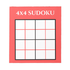 Benutzerdefiniert 4 x 4 Sudoku Template Red Notizblock