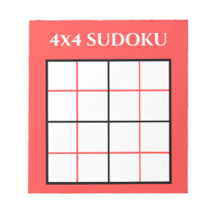 Benutzerdefiniert 4 x 4 Sudoku Template Red Notizblock