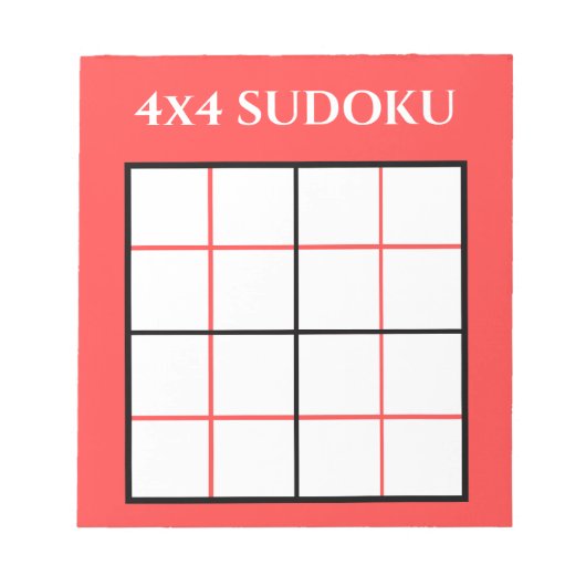 Benutzerdefiniert 4 x 4 Sudoku Template Red Notizblock (Vorderseite)