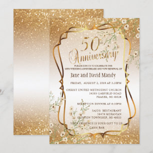 Benutzerdefiniert - 50. Goldene Glitter-Hochzeitsj Einladung