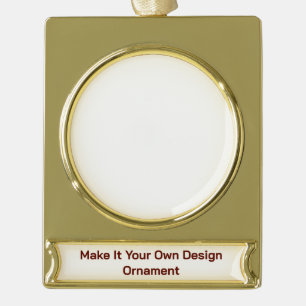 Benutzerdefiniert 6,1 cm x 4,95 cm Banner-Ornament gold