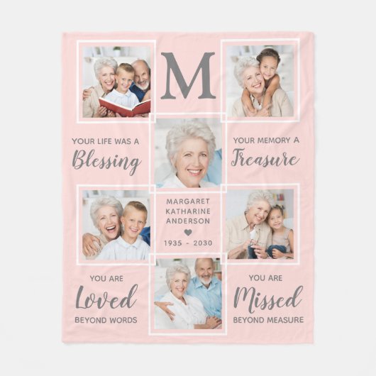 Benutzerdefiniert 6 Collage Rosa im Love Memory Fleecedecke (Vorderseite)