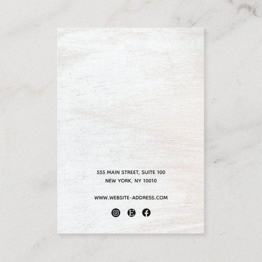 Benutzerdefiniert 6 Loch-Weißholzvorlagenhalter Visitenkarte (Rückseite)