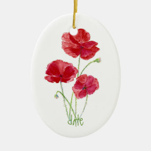Benutzerdefiniert, Aquarellrot-Mohnblume-Blume Keramikornament