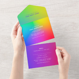Benutzerdefiniert Auffallend Regenbogen Modern Ele All In One Einladung