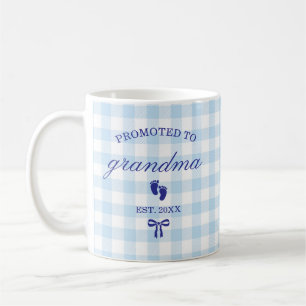 Benutzerdefiniert Beworben als Oma Blau Gingham Sc Kaffeetasse