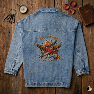 Benutzerdefiniert Bis zum Tod Traditionelles Tatto Jeansjacke