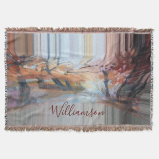 Benutzerdefiniert Boho Herbst Natur Bäume Streifen Decke