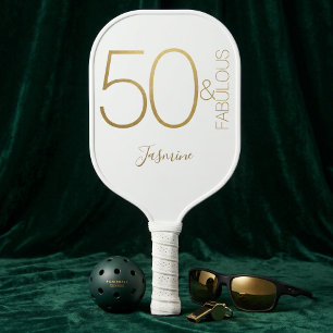 Benutzerdefiniert Chic 50. Geburtstag Gold Weiß 50 Pickleball Schläger
