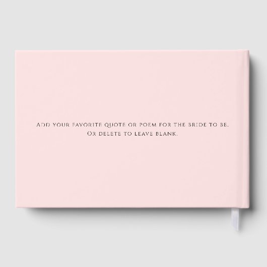 Benutzerdefiniert Chic Blush Pink Buchstaben an di Gästebuch (Rückseite)